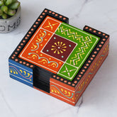 Wooden Painted Tea Coaster Set Of 6